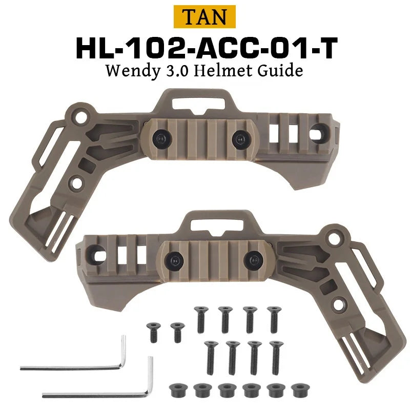 2Pcs Wendy 3.0 Camping Helmet Rail Side Guide Rail Team M-LOK Helmet Mount Rail Outdoor Airsoft FAST Helmet Accessories