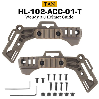 2Pcs Wendy 3.0 Camping Helmet Rail Side Guide Rail Team M-LOK Helmet Mount Rail Outdoor Airsoft FAST Helmet Accessories