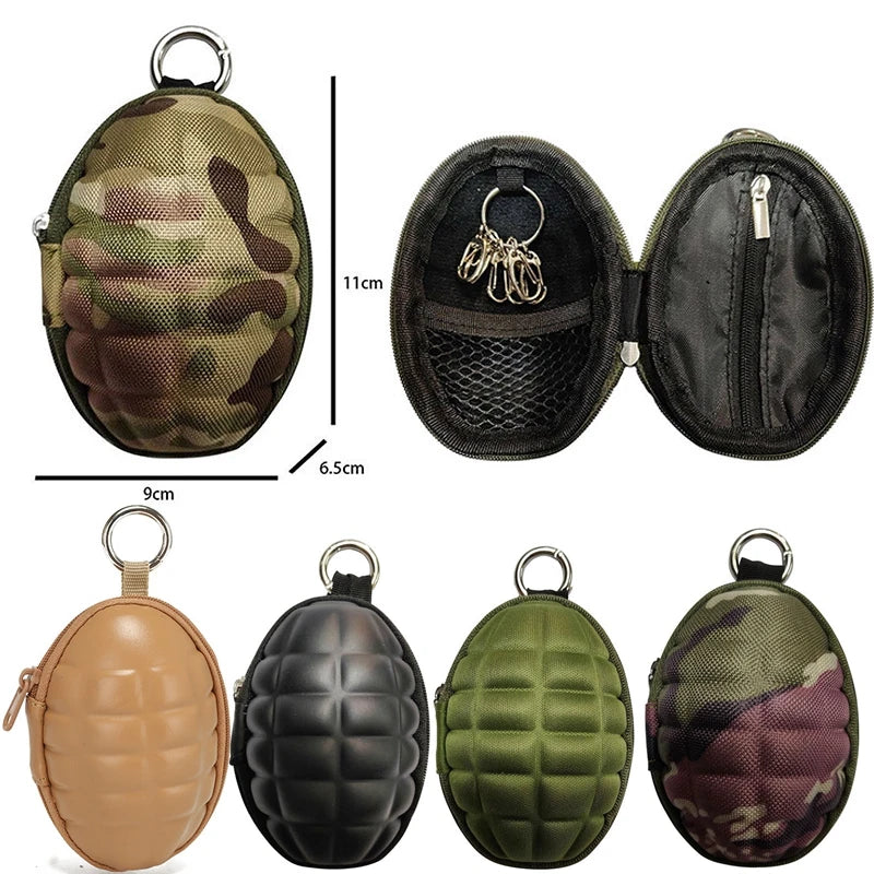 Outdoor Mini Grenade Shaped Car Key Wallets Coin Purse Pouch Bag Keychain Holder Case PU Leather Accessories Change Wallet