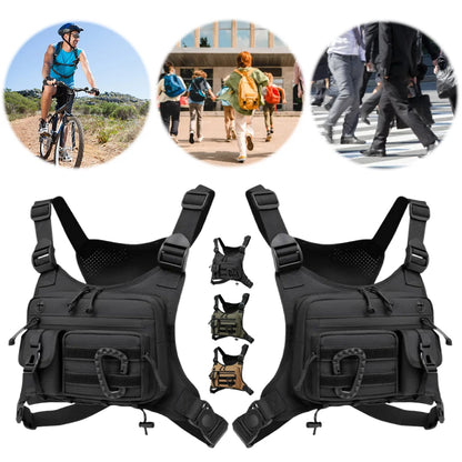 Outdoor Trendy Functional Backpack Large Capacity Multifunctional Vest Chest Bag Multi Pocket Nylon Hunt Vest Bag Work Backpack