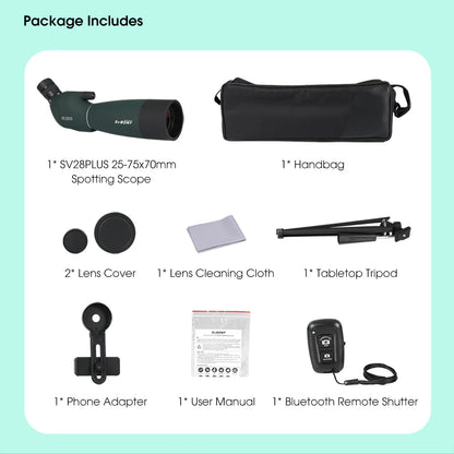Svbony SV28plus 50/60/70mm Spotting Scope Powerful Zoom Telescope Long Range PORRO Prism Suit Archery Target Shooting Camping