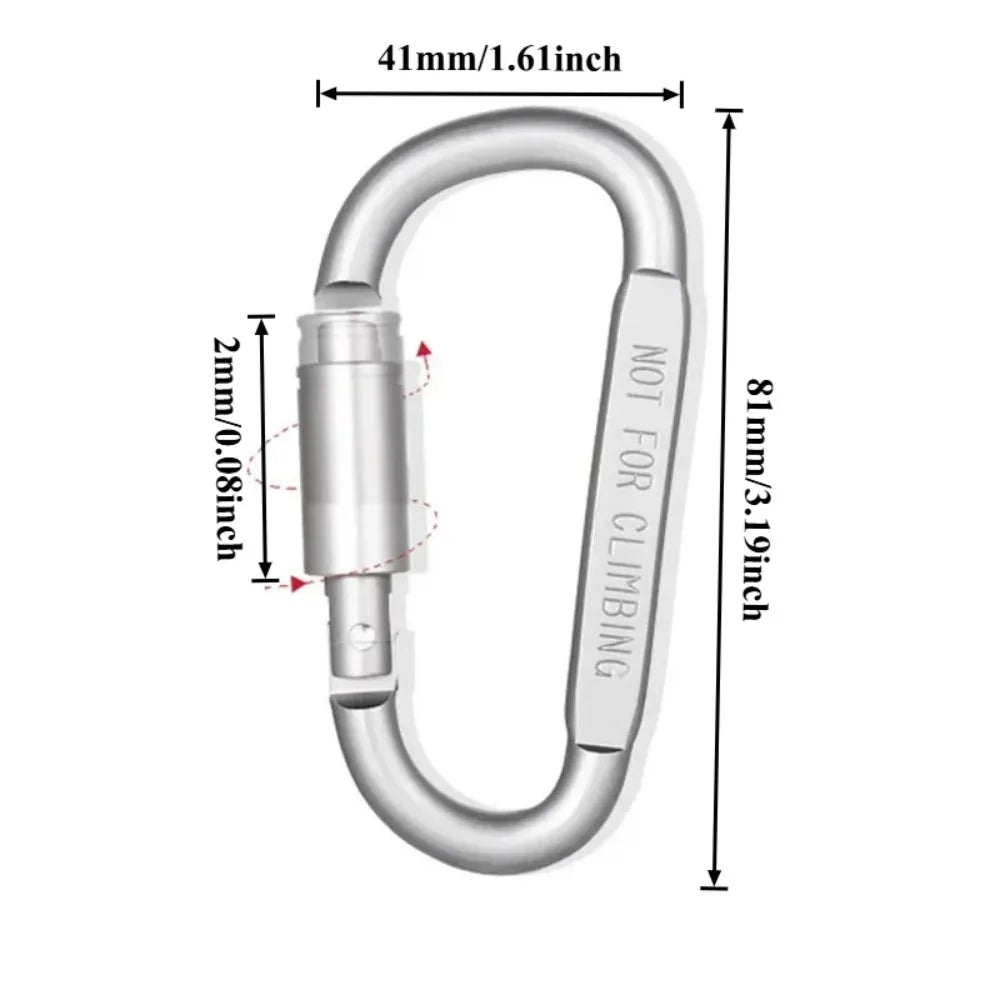 4PCS High-quality bold 8CM lockable D-shaped carabiner quick link nut buckle backpack clip made of aluminum alloy