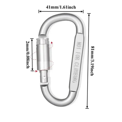 4PCS High-quality bold 8CM lockable D-shaped carabiner quick link nut buckle backpack clip made of aluminum alloy