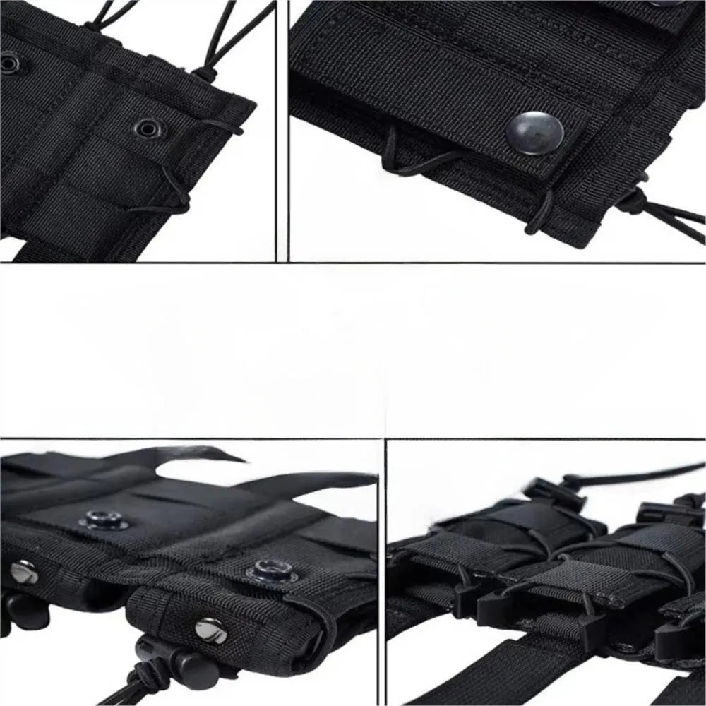 Tiger Style Short Triple Quick Draw 9mm Mag Pouch MOLLE Compatible Tactical Storage Pouch For Belt Vest Outdoor Airsoft Accessor
