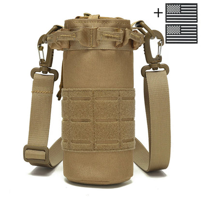 Outdoor water bottle cover with elastic drawstring drawstring and Magic Sticky sticker for hiking water cup storage bag