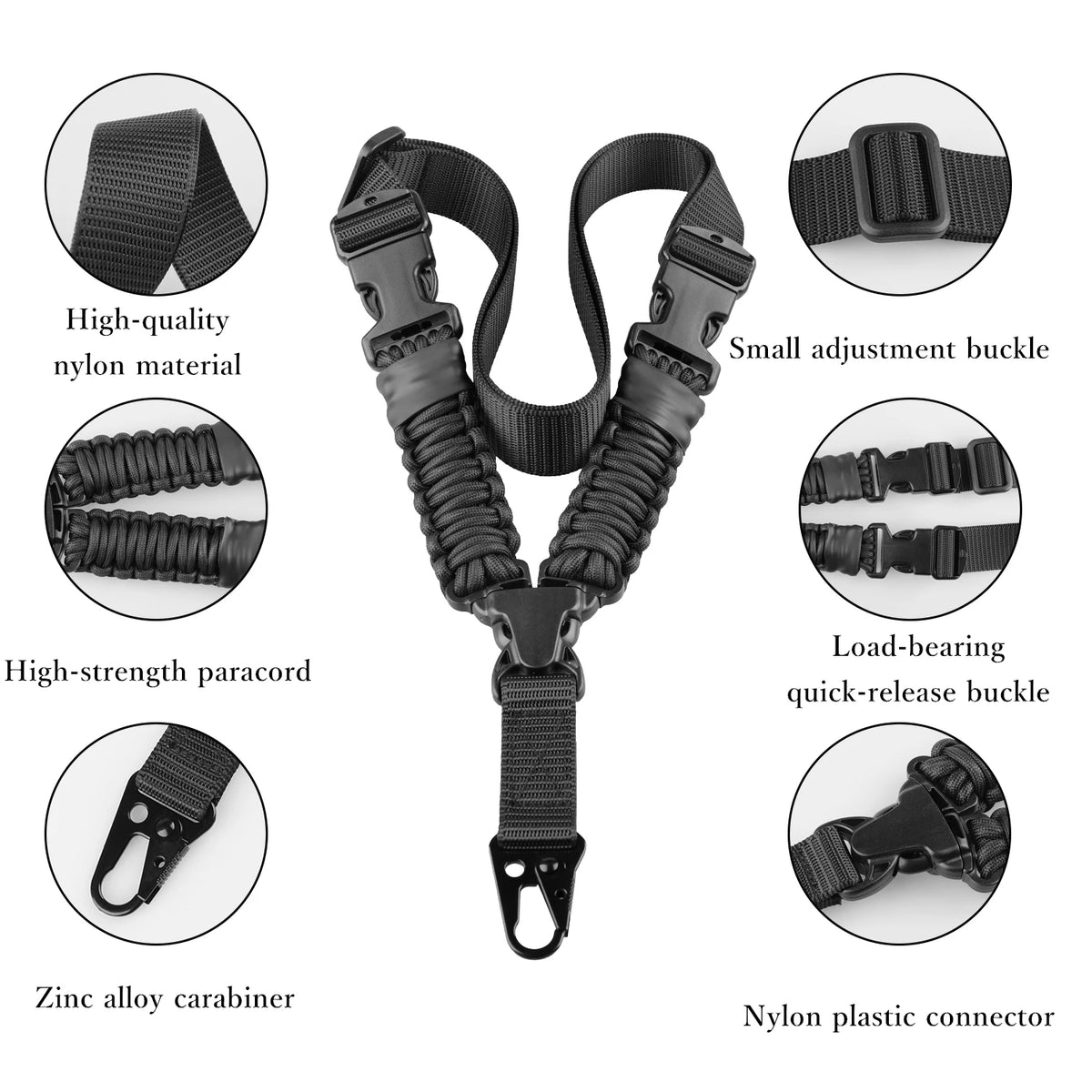 Vertical Single Point Gun Sling Shoulder Strap Metal Buckle With Braided Paracord Rifle Shot Gun Strap Belt Rope Hunt