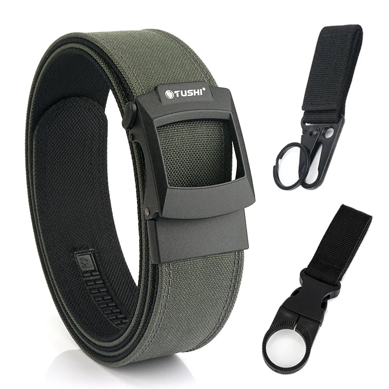 HSSEE 4.3cm Military Tactical Belt for Men Metal Automatic Buckle Thick Nylon Outdoor Hunting IPSC Gun Belt Casual Girdle Male