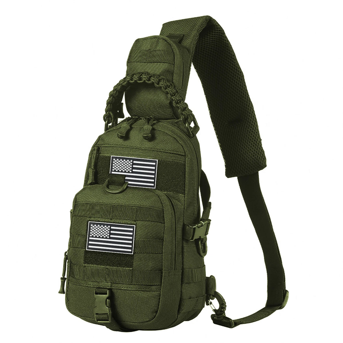 Multi functional crossbody chest bag Molle expansion system adjustable, widened, breathable single shoulder strap woven handle