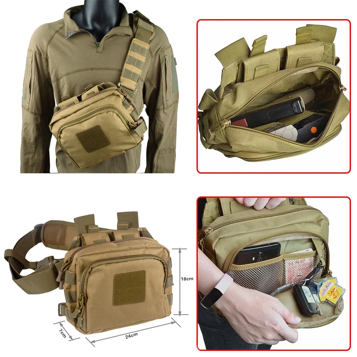 Tactical Range Bags, Crossbody Pouch with AR/M4 Quick Release Magazine Holster and Pistols Mag Holders, Shooting & Hunting Gear