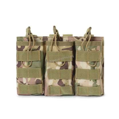 AG 3 MOLLE 5.56 M4 Triple Magazine Pouch Tactical Vest Bungee Retention Plate Carrier Front Placard MAG Holder Bag Airsoft