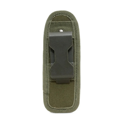 Tactical Flashlight Pouch Holster, Rotatable Holder Belt Clip Tactical Torch Carry Case with 360 Degree Carabiner Reel Clip