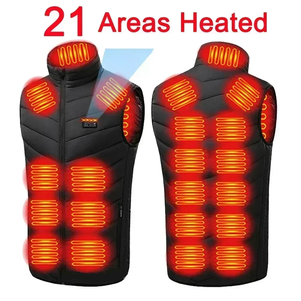 26 Areas USB Heated Vest Men Women Windproof Thermal Waistcoat Sleeveless Jacket for Skiing Hiking Motorcycle Winter Warm