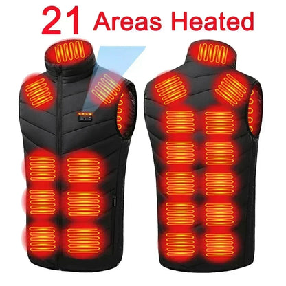 26 Areas USB Heated Vest Men Women Windproof Thermal Waistcoat Sleeveless Jacket for Skiing Hiking Motorcycle Winter Warm
