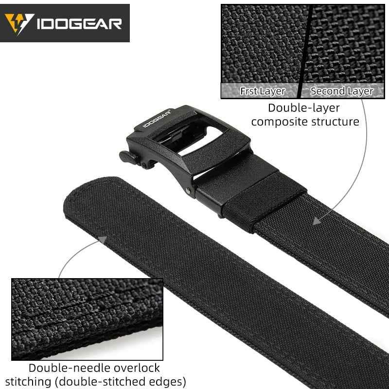 IDOGEAR 1.5 Inch Hard Tactical Belt With Adjustable Buckle 1000D Nylon for EDC CCW Duty Use 3448