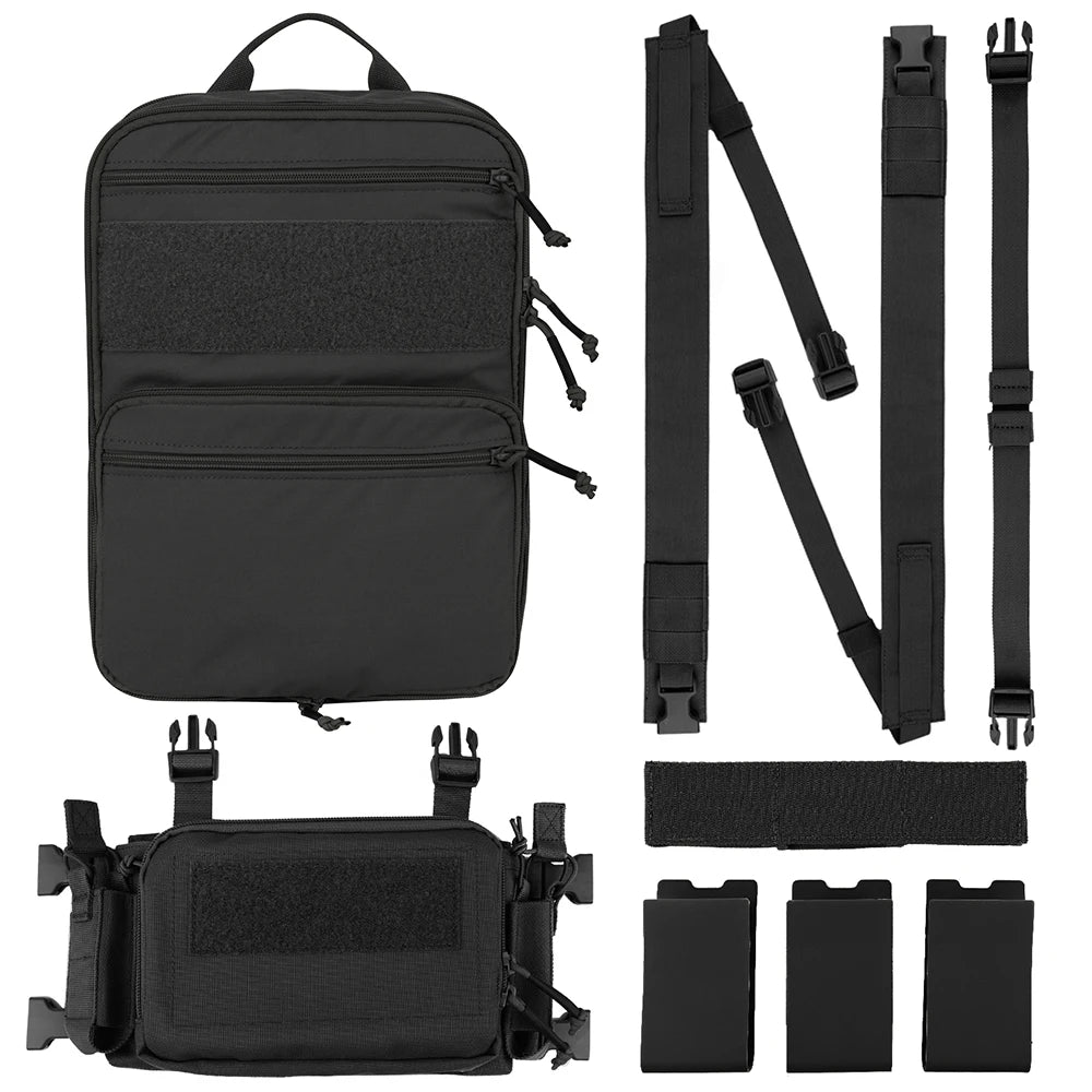 KRYDEX 500D Nylon Tactical D3 Flatpack Backpack Bag with D3CR Chest Rig Vest Magazine Pouch Hunting Outdoor Airsoft Gear