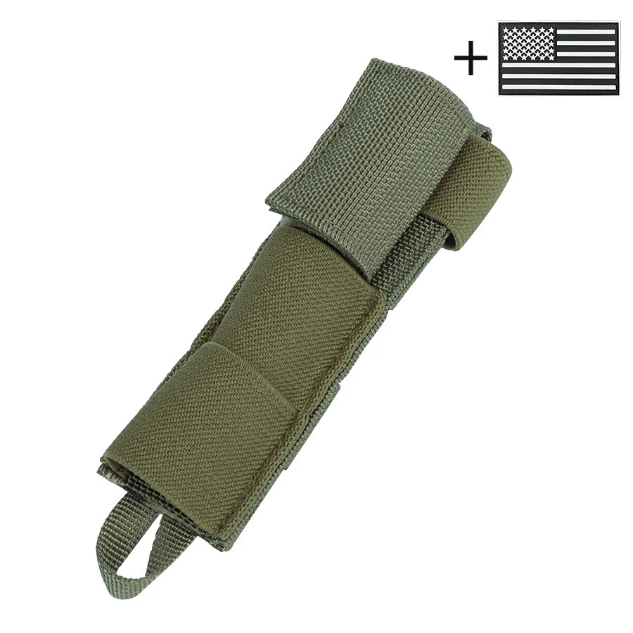 Nylon Radio Antenna Pouch, Portable Cylindrical Storage Bag with MOLLE Strap & Hook-and-Loop Strap for Walkie Talkie Antenna