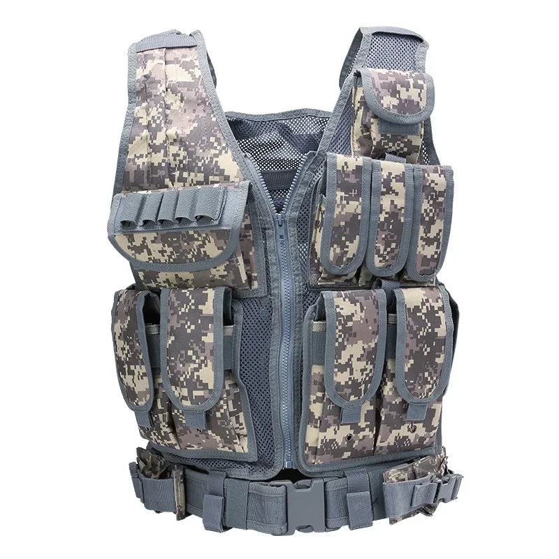 Tactical Breathable Vest SWAT Protective Police Armor Vests  Airsoft Paintball Combat Mens Adjustable Outdoor CS Training Jacket