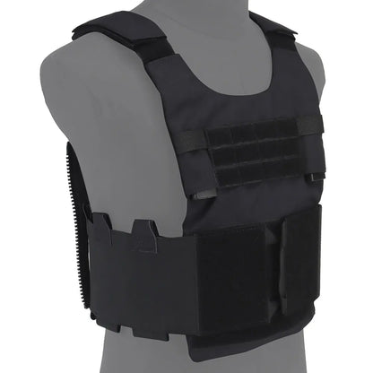 Wosport LV-119 Tactical Vest Cordura Plate Carrier 6 Quick Access Pouches 2.5 Inch Buckle Rear Zipper for Airsoft Outdoor Games