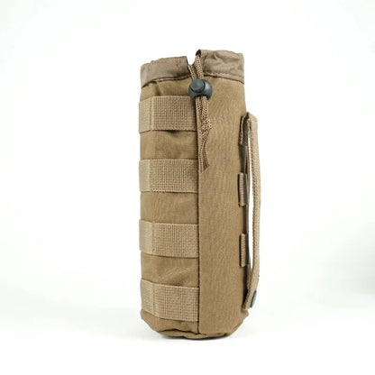 600D Tactical Small Water Bottle Bag Khaki Outdoor Hunting Bags with Multi-Function Adjustable Drawstring Molle External System