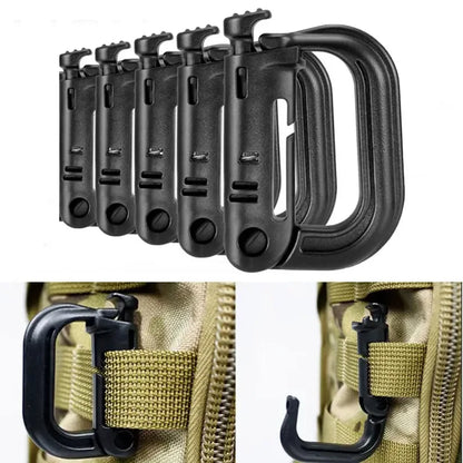 5Pcs Plastic D-Ring Tactical Carabiner Grimlock Lock Hard Hook Buckle Clip For Molle Webbing Accessories Backpack/Pouch/Bag/Belt