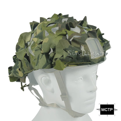 Tactical 3D Camo Net Airsoft Helmet Cover Laser Cut Nylon Drawstring Helmet Scrim CS Wargame Paintball Paratrooper Hunting