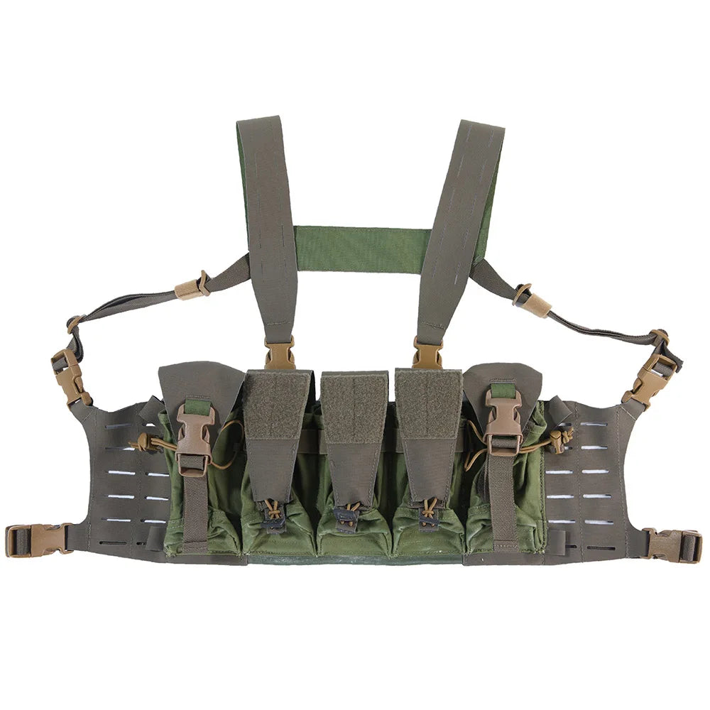 Tactical Modular Chest Rig Laser Cut MOLLE Quick Release Vest with Magazine Pouches for Airsoft Paintball Training Wargame