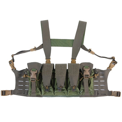 Tactical Modular Chest Rig Laser Cut MOLLE Quick Release Vest with Magazine Pouches for Airsoft Paintball Training Wargame