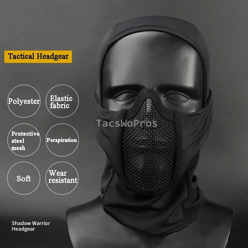 Outdoor Hunting Face Mask Steel Mesh Breathable Tactical CS Airsoft Shooting Balaclava Headwear Headscarf Motorcycle Headgear