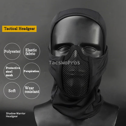 Outdoor Hunting Face Mask Steel Mesh Breathable Tactical CS Airsoft Shooting Balaclava Headwear Headscarf Motorcycle Headgear