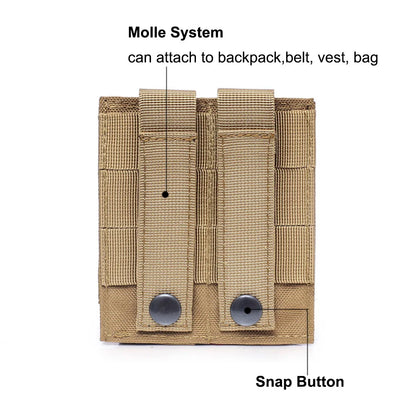 9mm Magazine Pouch Pistol Magazine Bag Tactical Fast Draw Pistol MOLLE Double Mag Pouch EDC Tool Kit Hunting Accessory