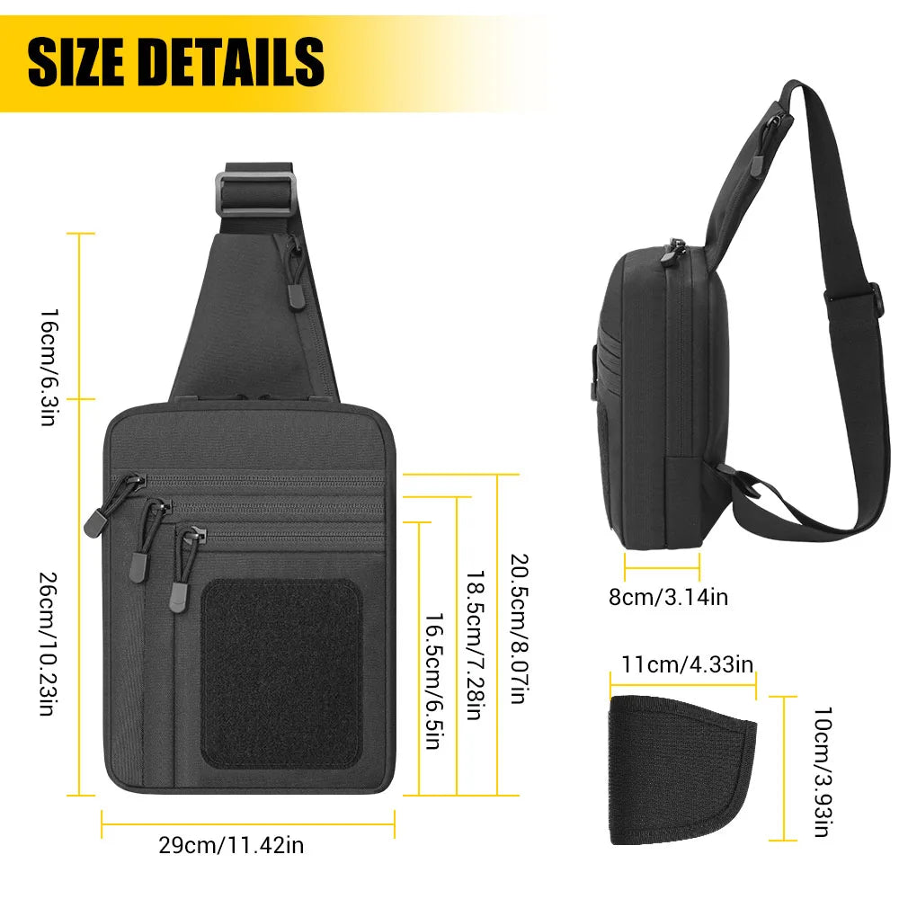Tactical Pistol Gun Bag Concealed Carry Gun Holster Handgun Storage Chest Pack EDC Shoulder Bag Quick Opening Pistol Sling Bag