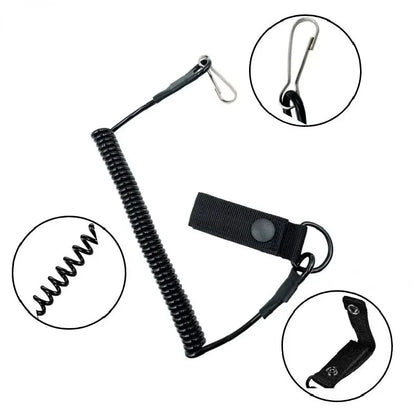 Elastic Lanyard Rope Tactical Anti-lost Spring Safety Strap Gun Rope For Key Ring Chain Flashlight Hunting Accessories