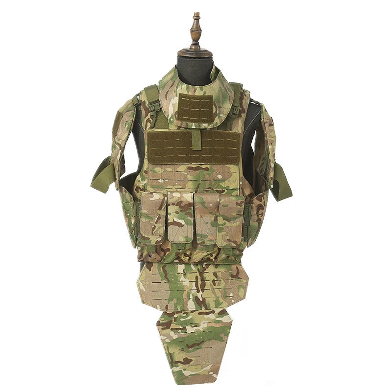 Laser cutting full defense tactical vest CP color field protection quadruple bag vest 1000D Oxford cloth training suit