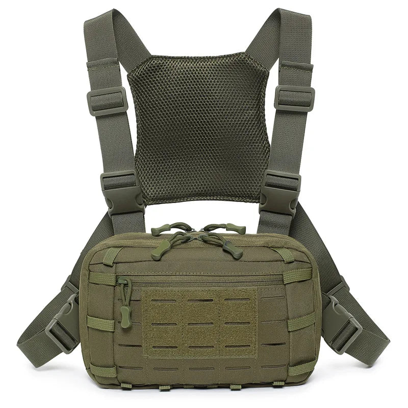 Tactical Chest Rig Bag with Gun Holster Hunting Chest Pack Quick Release Molle Admin Pouch Utility EDC Chest Pouch Pistol Bag