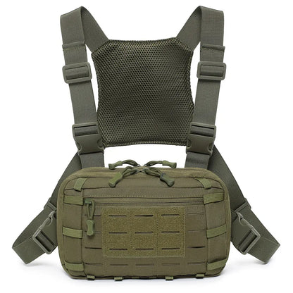 Tactical Chest Rig Bag with Gun Holster Hunting Chest Pack Quick Release Molle Admin Pouch Utility EDC Chest Pouch Pistol Bag