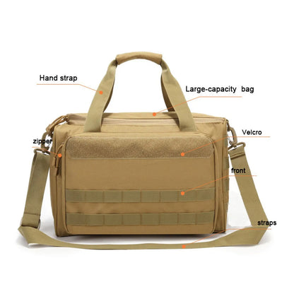 Large Capacity Durable Tactical Handbag, Multi-pocket Shoulder Bag with Pistol Magazine Pouch MOLLE Expand for Hunting Shooting