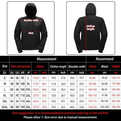 Heated Jacket Men Hoodie with 36 Heating Zones and 3 Customizable Temperature Levels, Ideal for Winter Fishing, Up to 50 Celsius