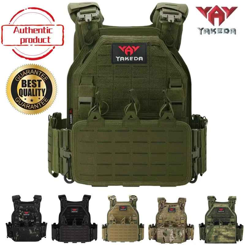YAKEDA Tactical Vest 6094 Fast Detachable Light Laser Cut Outdoor Hunting Black Gear Carry Vest of High Quality 1000D Nylon