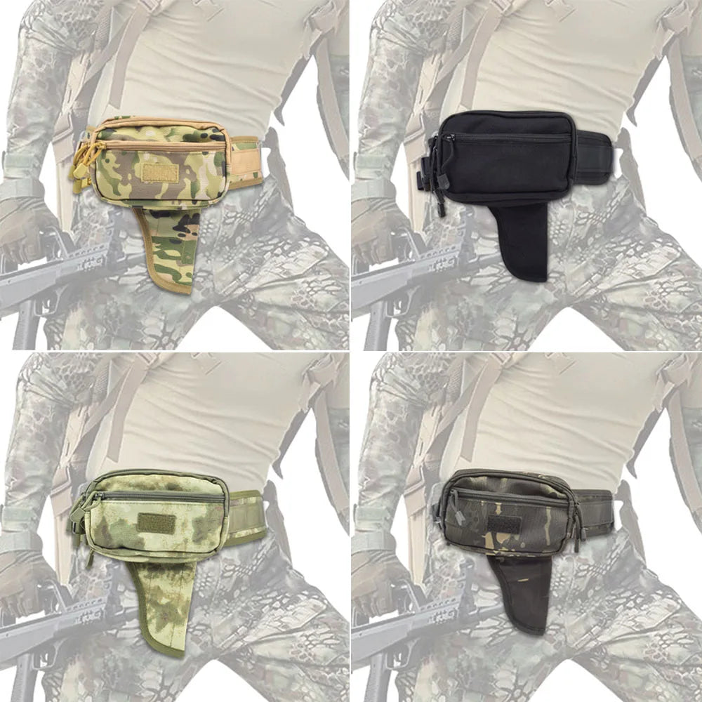 Tactical Multiuse Waist Bag with Hidden Hand Gun Holsters for Glock 17 19 43 & 9mm 1911 Pistols, Hunting EDC Utility Belt Pouch