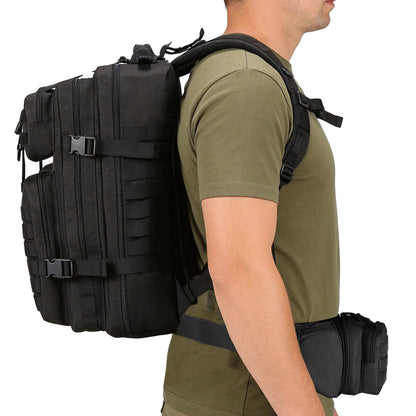 Large capacity backpack+multifunctional waist pack, can be used separately or combined for partition storage