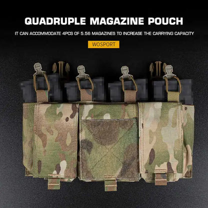 Tactical Quad 5.56 Magazine GP Pouch Placard QASM Clasp Front Panel for CPC FCSK ARC JPC Plate Carrier Airsoft Hunting Vest