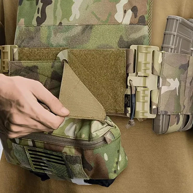 Tactical Vest Front Abdomen Pouch, MOLLE Multifunctional Sundries Storage Utility Bag for CS Game Outdoor Sports Vest Accessory