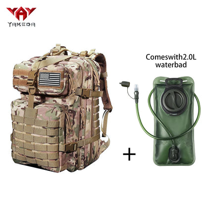 YAKEDA 45L large capacity backpack with 2L water bag MOLLE expansion system outdoor hiking backpack