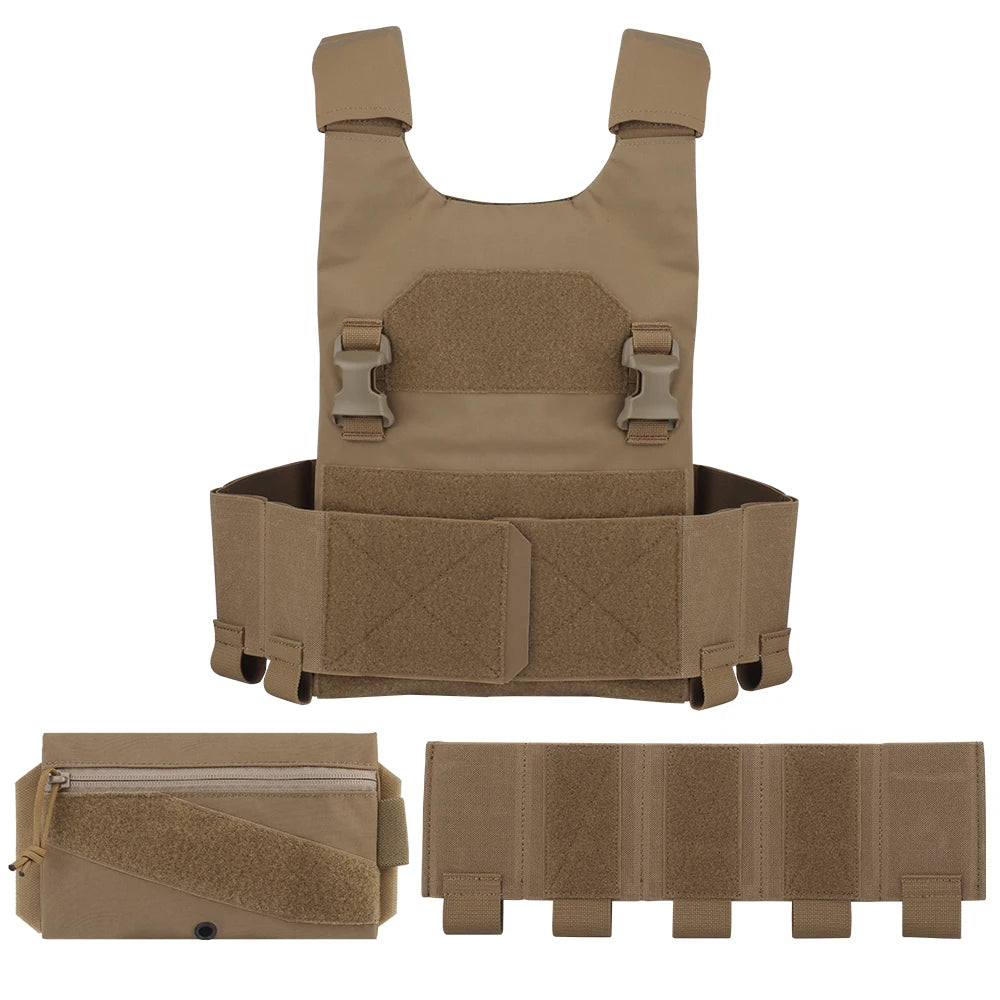 Tactical AC-1 Lightweight Vest Plate Carrier Set with Triple Magazine Elastic Pouch, Candy Storage Hunting Bag, 2.5cm Buckle