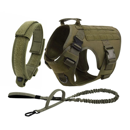 Tactical Dog Harness Collar Leash Molle Pouches For Medium Large Dogs Pet German Shepherd Training Walking Vest Dog Harnesses