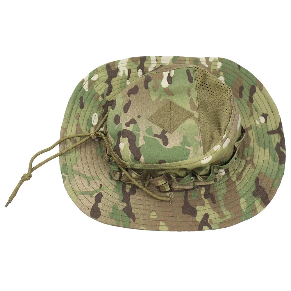 Camo Outdoor Enthusiasts Square Pocket Bonnie Cap Outdoor Bucket Benny Hats Fishing Hiking Outdoor Sun Caps