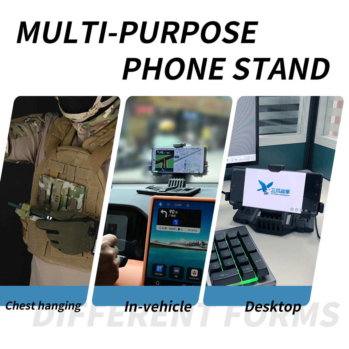 Latest Version Tactical Molle Phone Holder for Vest, Molle Phone Chest Mount Holder for Screen Size 6.0"-6.7&7.7"，Quick Release