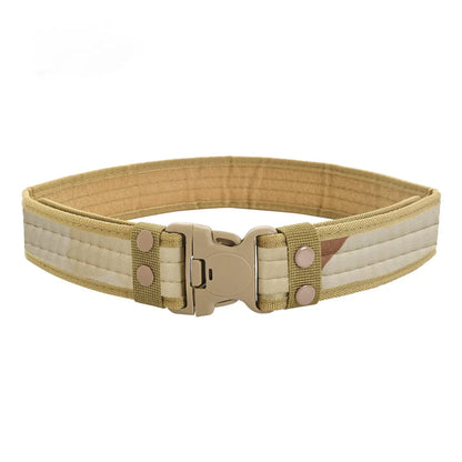 New Style Men's Quick-Release Tactical Belt - Outdoor Camouflage Nylon Wide Waist Belt for Mountaineering, Hiking, Work, Fishing