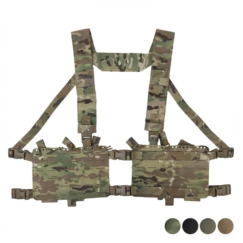 Modular Alpha 34 Split‑Front Chest Rig Quick Release Laser Cut Panels Adjustable Tactical Harness For Airsoft CS Game Hunting