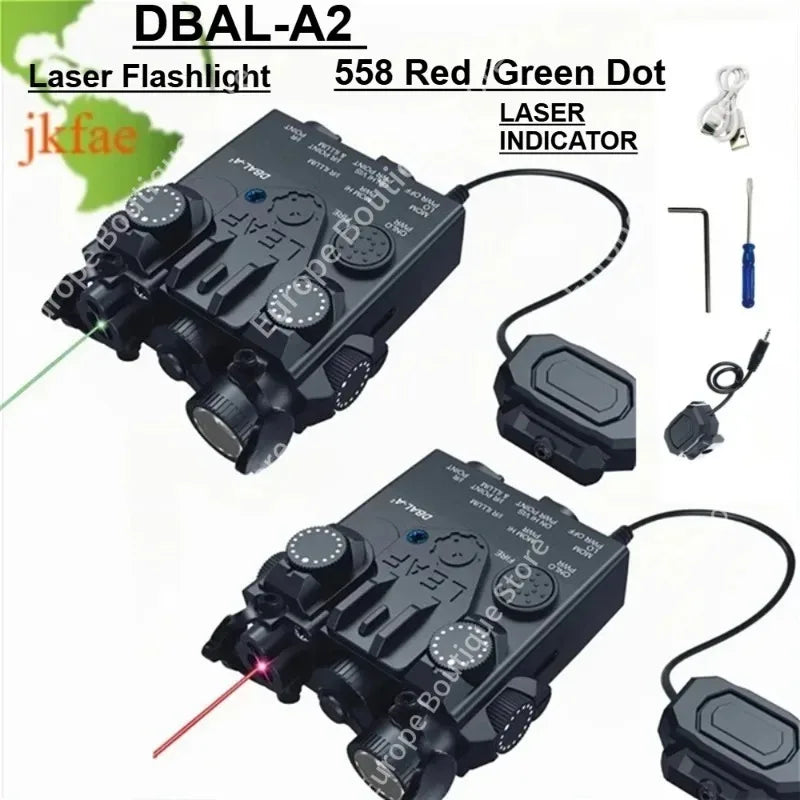 Multi-Purpose 20mm Rail Accessory, DBAL-A2 Aiming Indicator, Red Green Laser & White LED Lighting for Outdoor